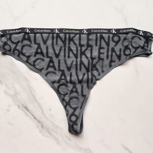 NWOT CALVIN KLEIN 1996 COTTON STRETCH MODERN THONG PANTY IN CK 1996 LOGO GRAY